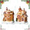 7.25"H Set of 2 Lighted Resin Christmas Gingerbread House Table Decor